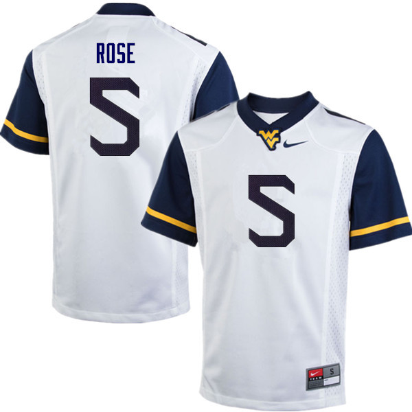 Men #5 Ezekiel Rose West Virginia Mountaineers College Football Jerseys Sale-White - Click Image to Close